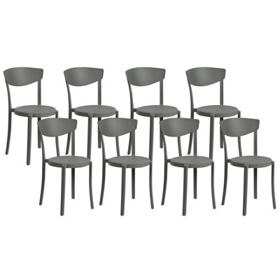 Set of 8 Chairs VIESTE Synthetic Material Dark Grey