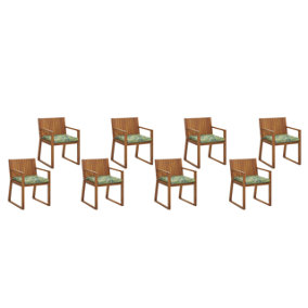 Set of 8 Chairs with Cushions Wood Green SASSARI