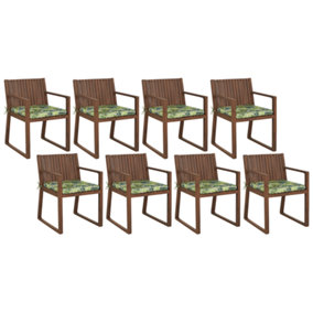 Set of 8 Chairs with Cushions Wood Light Green SASSARI