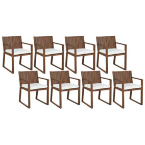 Set of 8 Chairs with Cushions Wood Off-White SASSARI