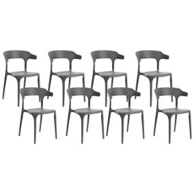 Set of 8 Dining Chairs Dark Grey GUBBIO