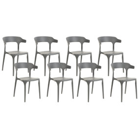 Set of 8 Dining Chairs Grey GUBBIO