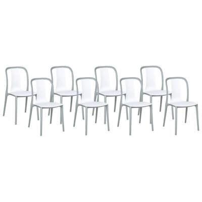 Set of 8 Garden Chairs White and Grey SPEZIA