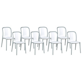 Set of 8 Garden Chairs White and Grey SPEZIA