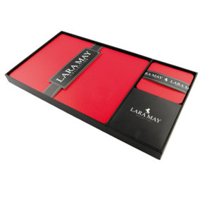 Set of 8 London Red Recycled Leather Placemats and 8 Leather Coasters