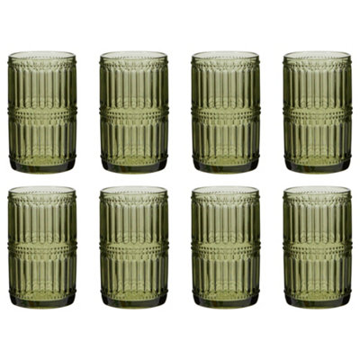 Coloured Highball Glass Tumblers - Blue & Green