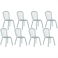 Set of 8 Metal Garden Chairs Light Blue CALVI