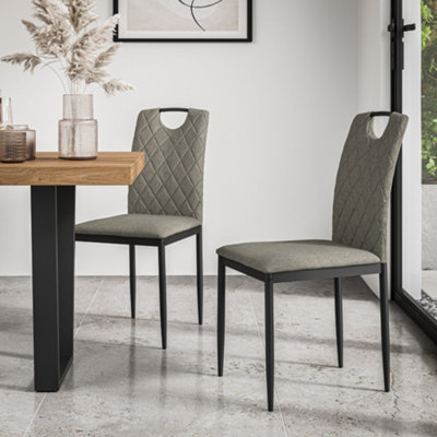 Set Of 8 Monza Fabric Dining Chair Modern Padded Seat Metal Legs Kitchen (Grey)