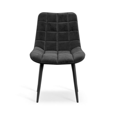 Set Of 8 Nova Modern Velvet Dining Chair Padded Seat Metal Legs Kitchen (Black)