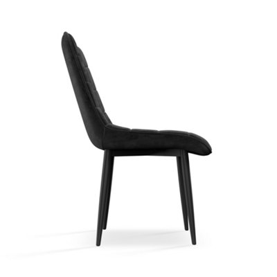 Set Of 8 Nova Modern Velvet Dining Chair Padded Seat Metal Legs Kitchen (Black)