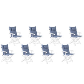 Set of 8 Outdoor Seat/Back Cushions Blue MAUI
