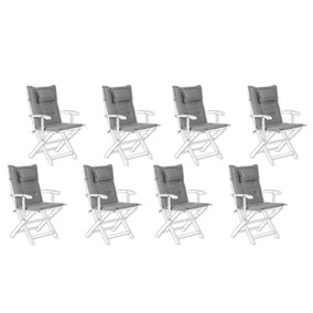 Set of 8 Outdoor Seat/Back Cushions Grey MAUI
