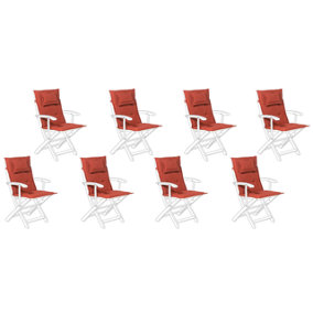 Set of 8 Outdoor Seat/Back Cushions Red MAUI