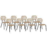 Set of 8 PE Rattan Chairs Natural PRATELLO