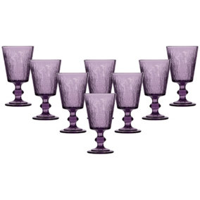 Set of 8 Purple Lavender Drinking Wine Glass Goblets Wedding Decorations Ideas
