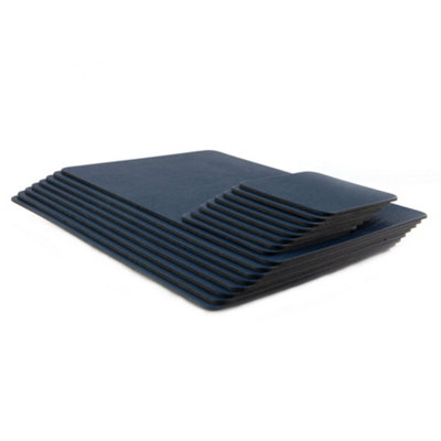 Set of 8 Royal Blue Recycled Leather Placemats and 8 Leather Coasters