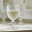 Set of 8 Vintage Clear Embossed Drinking Goblet Wine Glasses