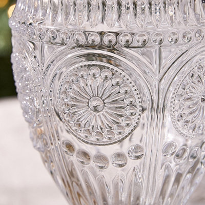 Set of 8 Vintage Luxury Embossed Glass Wine Goblets Wedding Decor ...
