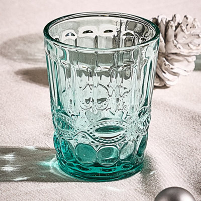 Set of 8 Vintage Luxury Turquoise Drinking Glass Whiskey Glass Tumblers ...