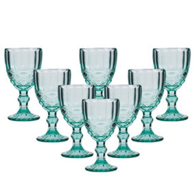 Set of 8 Vintage Turquoise Drinking Wine Glasses Goblets Father's Day Gifts Ideas