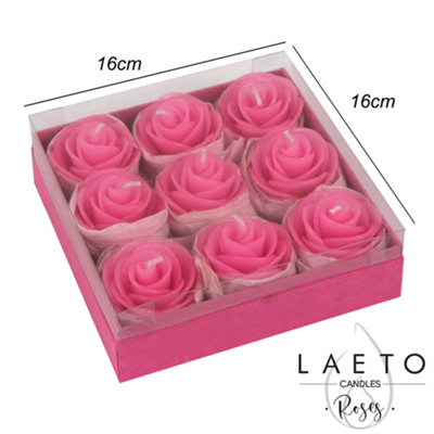Set of 9 Candles Pink Rose Flower Detail Candle Gift Set by Laeto Ageless Aromatherapy - FREE DELIVERY INCLUDED - 5