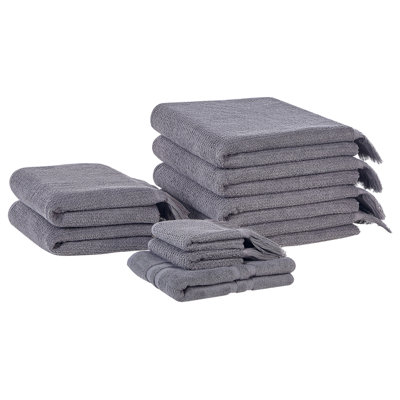 Set of 9 Towels ATIU Terry Cotton Grey