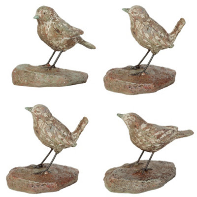 Set of Four Decorative Garden Bird Ornaments