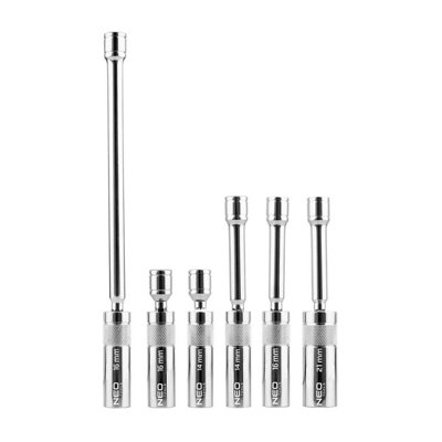 Set Of Pivot Sockets For Spark Plugs 6pc NEO TOOLS