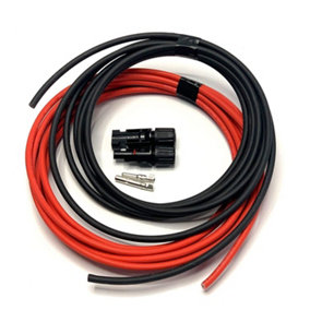 Set of Red & Black Solar Panel Extension Cable 6mm² PV Wire with Connector for Photovoltaic(1 Meter, 6mm Red + Black)