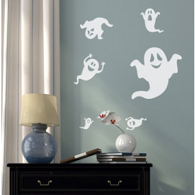 Set of Six Ghost Wall stickers in Colour White