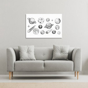 Set of space objects planets, stars (Canvas Print) / 101 x 77 x 4cm