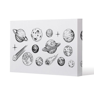 Set of space objects planets, stars Slim Style Canvas Print 75x100cm ...