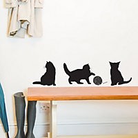 Set of Three Black Kitten Wall Stickers