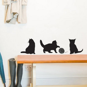 Set of Three Black Kitten Wall Stickers