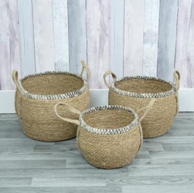 Set of Three Straw Nesting Baskets