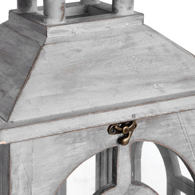 Set  Of  Three  Wooden  Lanterns  With  Archway  Design