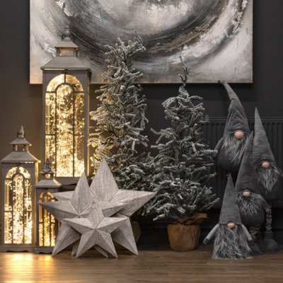 Set  Of  Three  Wooden  Lanterns  With  Archway  Design