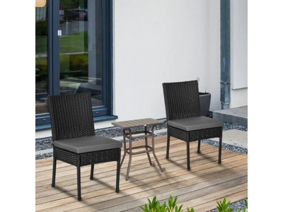 Set of Two Armless Rattan Garden Chairs