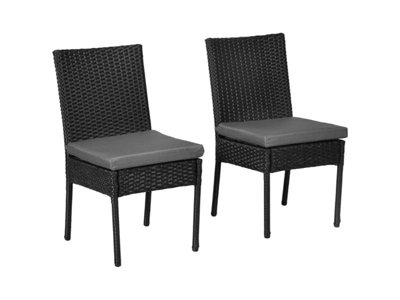 Set of Two Armless Rattan Garden Chairs