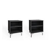 Set of two grey side tables with LED mood lighting controlled via SMART speaker or app