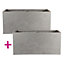 Set of two IDEALIST Grey Light Concrete Trough Planters: L80 W37 H37.5 cm, 111L + L80 W37 H37.5 cm, 111L