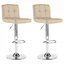 Set of Two Neo Cream Faux Leather Bar Stools with Polished Chrome Legs