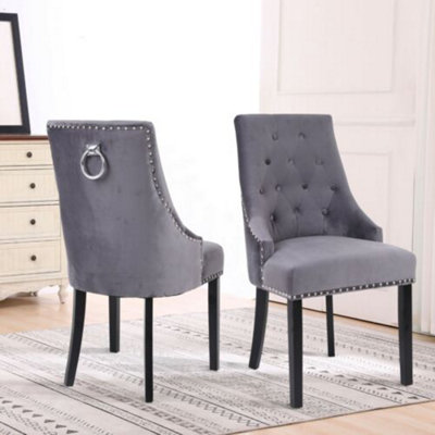 Charcoal grey deals velvet dining chairs