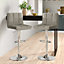 Set of Two Neo Grey Faux Leather Bar Stools with Polished Chrome Legs