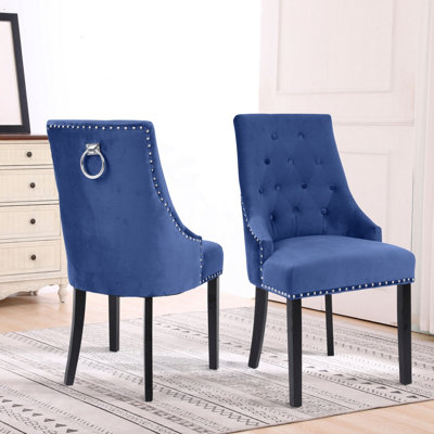 Midnight blue discount velvet dining chairs