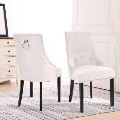 Velvet dining chairs online with knocker and table