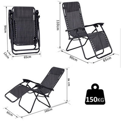 Set of Two Neo Slate Grey Zero Gravity Recliner Garden Sun Loungers DIY at B Q