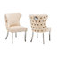 Set of Two Viviana Cream Velvet Dining Table Chair with Knocker Detail