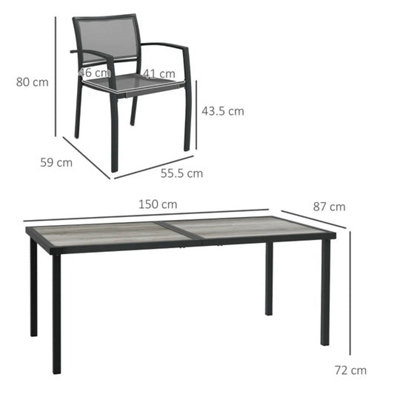 Seven-Piece Casual Outdoor Dining Set - with Wood-Effect Table - 3