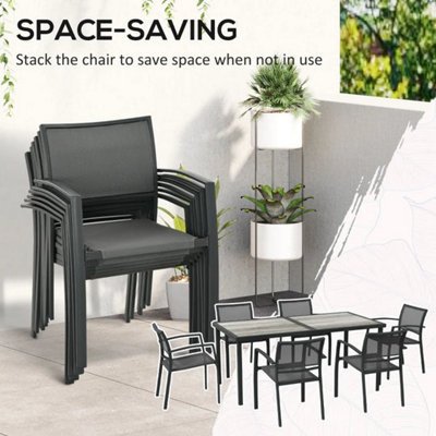 Seven-Piece Casual Outdoor Dining Set - with Wood-Effect Table - 4